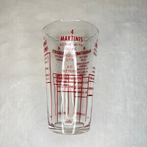 Vintage Federal MCM Cocktail Mixing Glass Cup Drink Recipe